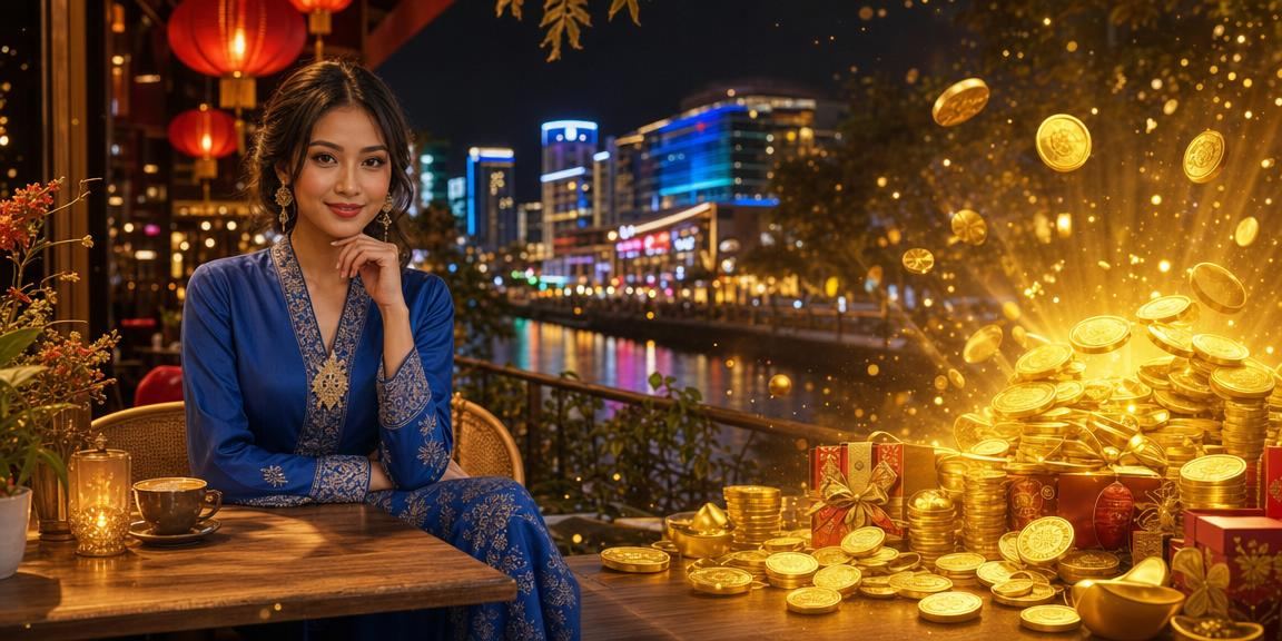 Pemain kasino dari Johor Bahru berpakaian baju kurung menikmati sesi pertaruhan dalam talian
